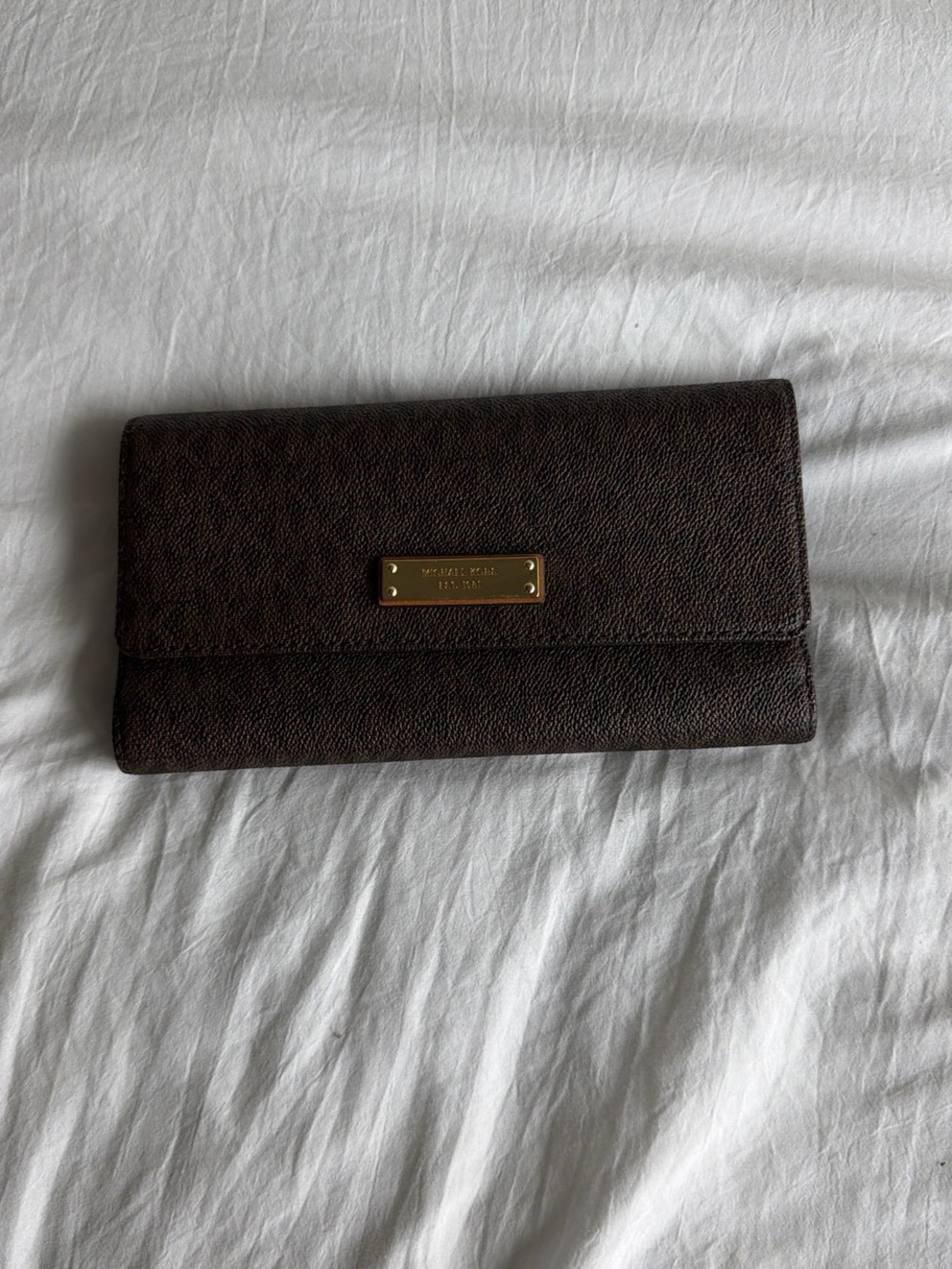 Michael Kors Brown Leather Logo Plate Wallet